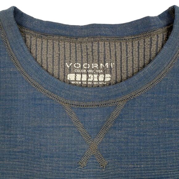 Voormi Men's Wool Blend Grid Fleece Camp Sweatshirt Blue Medium - Picture 6 of 10